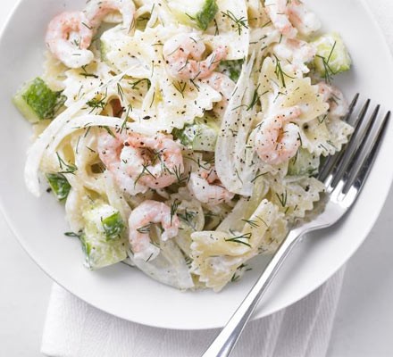 Prawn, dill and cucumber pasta