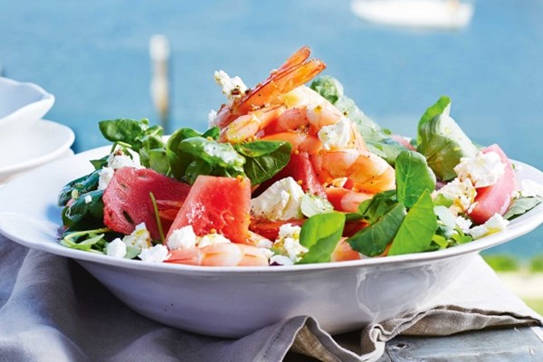 Prawn, feta & watermelon salad