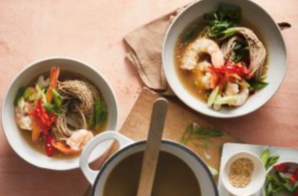 Prawn, lemongrass and soba noodle soup
