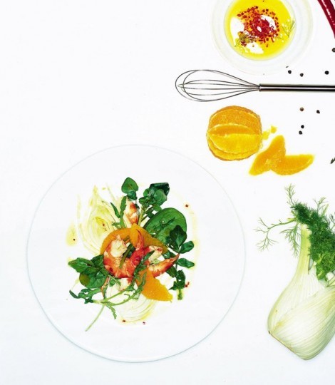Prawn, orange and fennel salad with chilli dressing