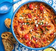 Prawn orzo saganaki-style