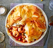 Prawn, pepper & chickpea filo pie