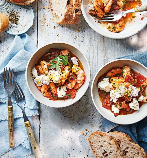 Prawn saganaki