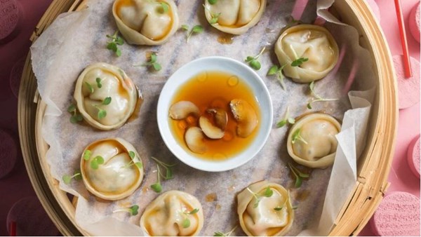 Prawn, scallop and corn dumplings