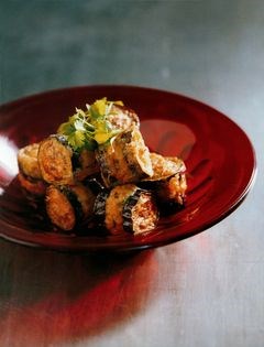 Prawn, tofu and eggplant fritters