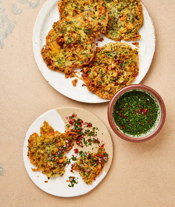 Prawn tortillitas with dipping vinegar