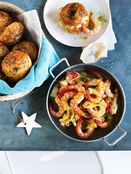 Prawns and fennel brioche rolls