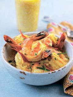Prawns in a poppy seed and cashew sauce