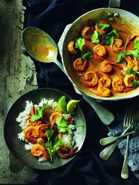 Prawns in tomato and coconut milk