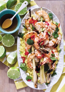 Prawns on lemongrass skewers