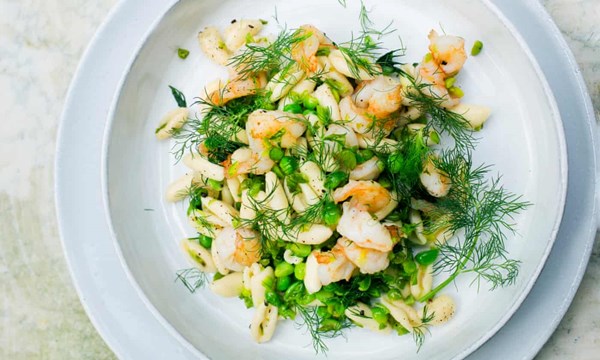 Prawns, peas and pasta