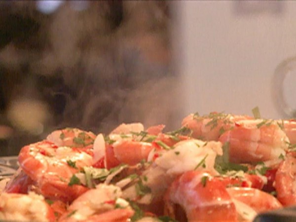 Prawns with garlic and chilli