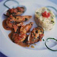 Prawns with mussels