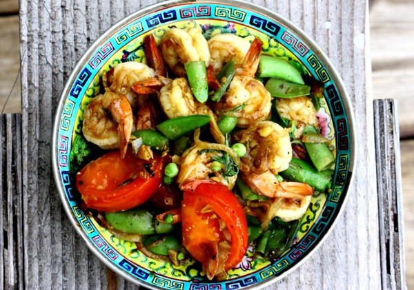 Prawns with Thai basil