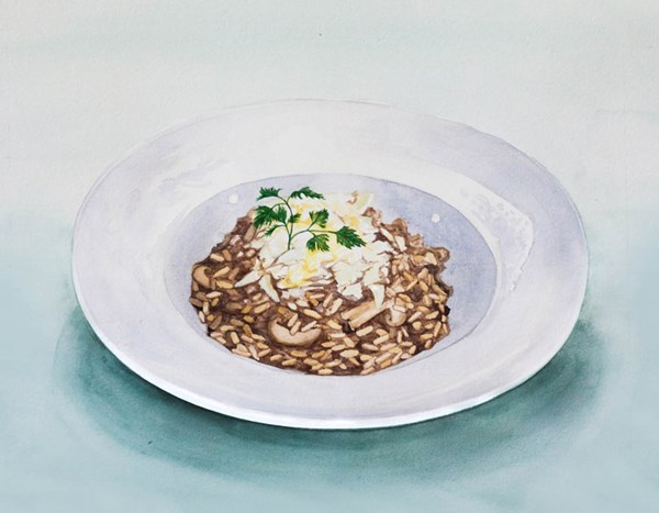 Prego duck & mixed mushroom truffle risotto