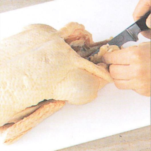 Preparing a fatty bird for roasting