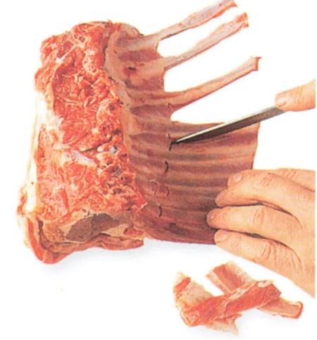 Preparing a rack of lamb