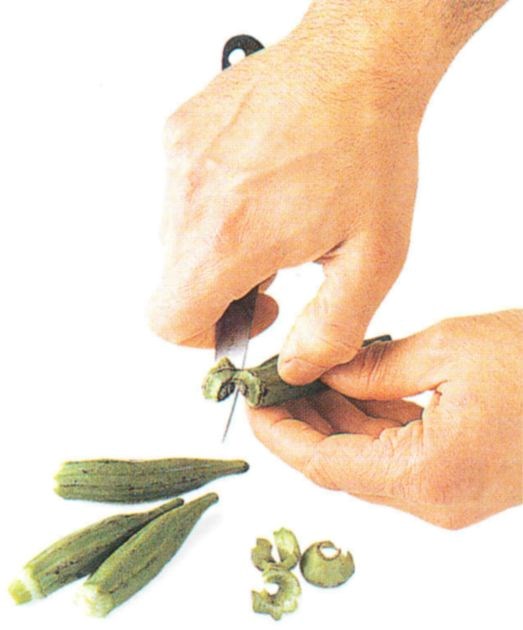 Preparing okra