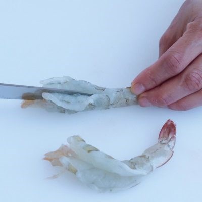 Preparing shellfish 11: butterflied prawns
