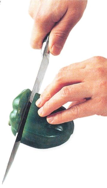 Preparing whole peppers for baking