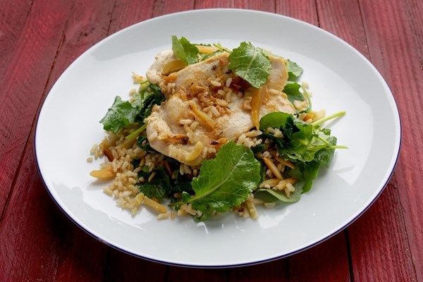 Preserved lemon chicken with kale
