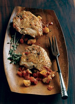 Pressed chicken with yellow squash and tomatoes
