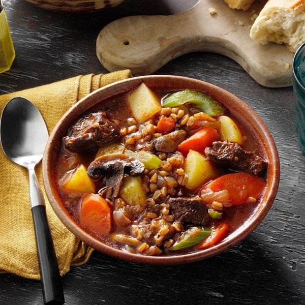 Pressure-cooker beef & farro stew