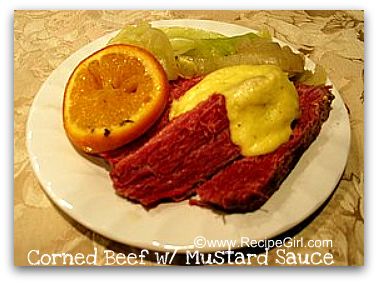 Pressure cooker corned beef with mustard sauce