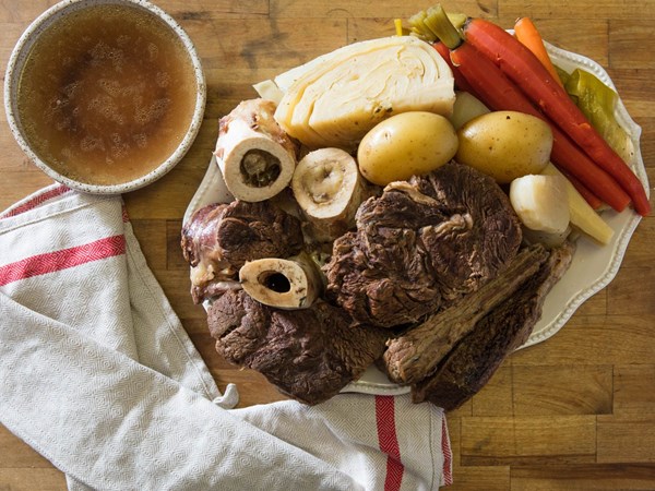 Pressure cooker French boiled beef and vegetables (Pot-au-feu)