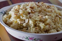 Pressure cooker saffron almond rice pilaf