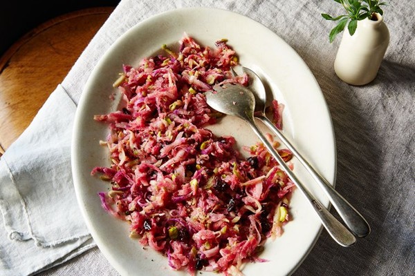 Pretty broccoli stem and radish slaw