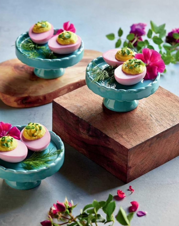Pretty in pink deviled eggs