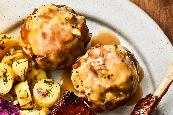 Pretzel-and-mustard dumplings