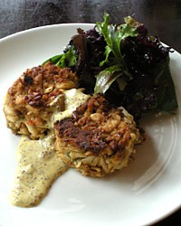 Pretzel-crusted crab cakes