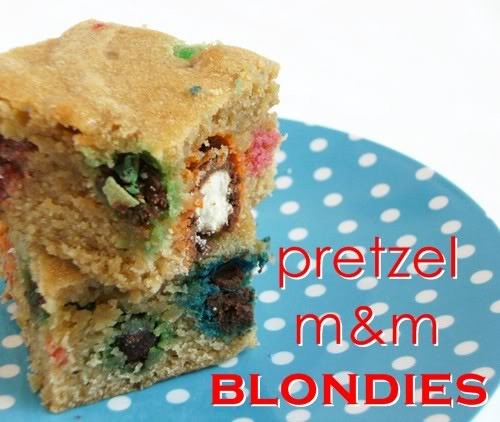 Pretzel M&M blondies