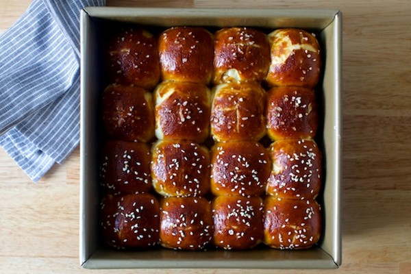 Pretzel Parker House rolls