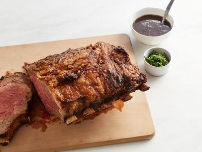 Prime rib with red wine-thyme butter sauce