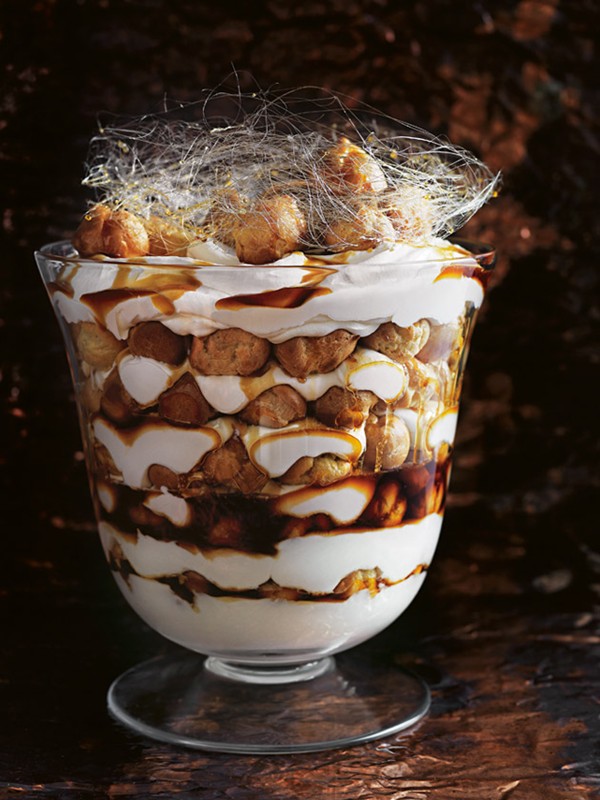 Profiterole, whiskey and maple trifle