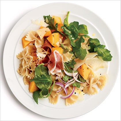 Prosciutto and melon pasta salad