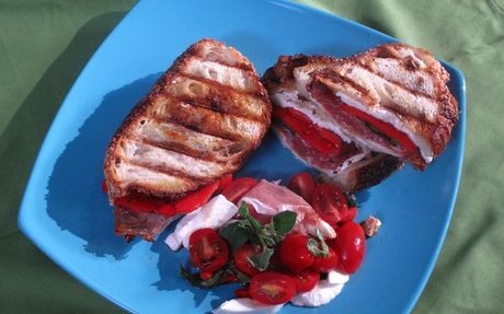 Prosciutto and mozzarella panini
