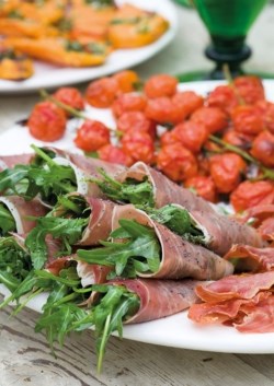 Prosciutto and rocket rolls