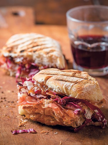Prosciutto and Taleggio sandwich with fig preserves