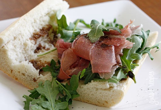 Prosciutto, arugula and balsamic sandwich