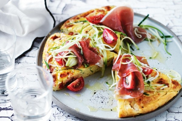 Prosciutto, cheddar & polenta frittata