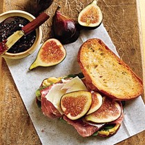 Prosciutto, fresh fig, and Manchego sandwiches