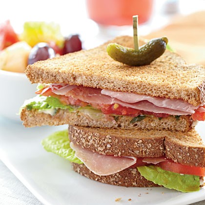 Prosciutto, lettuce, and tomato sandwiches