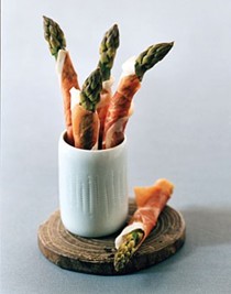 Prosciutto-wrapped asparagus with truffle butter