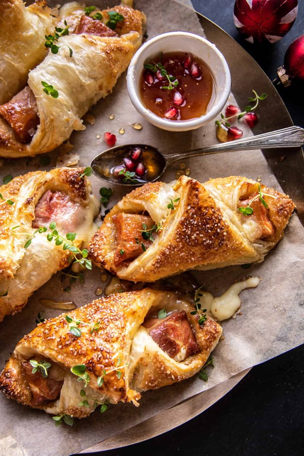Prosciutto wrapped baked Brie rolls
