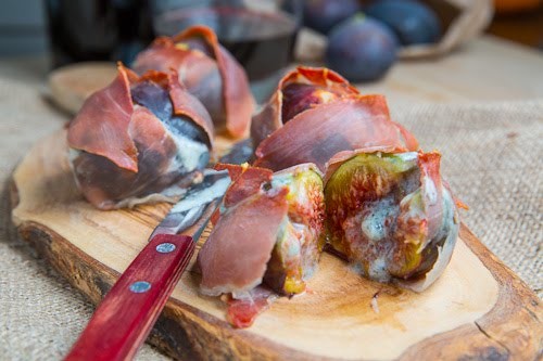 Prosciutto wrapped Gorgonzola stuffed figs