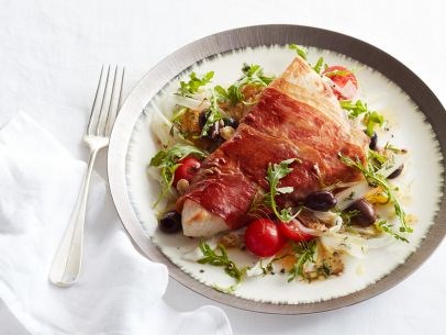Prosciutto-wrapped Mediterranean swordfish